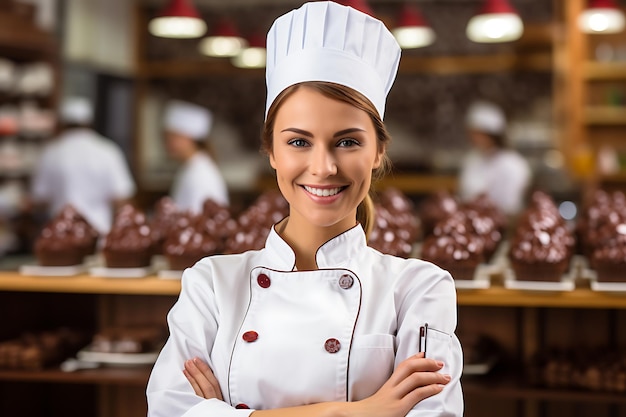 Confitería con chocolate en la pastelería