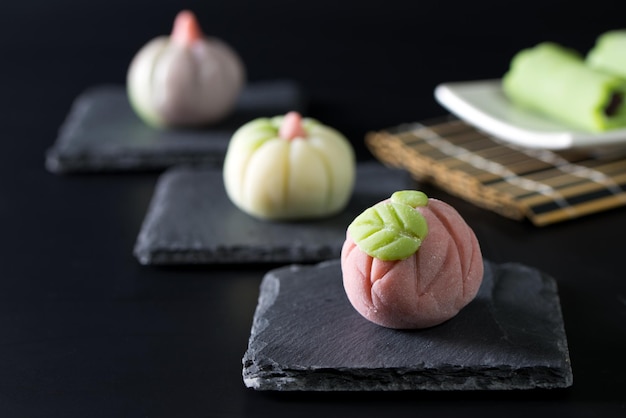 Foto confitería tradicional japonesa wagashi