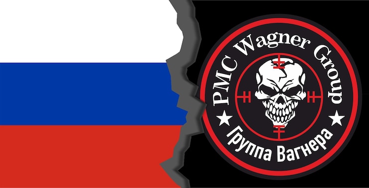 Foto conflicto grupo wagner y rusia guerra entre la compañía militar privada wagner contra rusia concepto de crisis de guerra trabajo en 3d