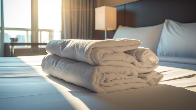 Conforto do Hotel Lençóis limpos na cama prontos para os hóspedes