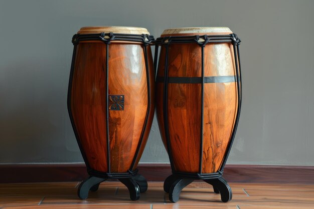 Conga con soporte de acero y dos maderas