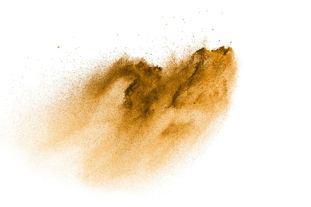 Congelar el movimiento de la explosión de polvo marrón. Deteniendo el movimiento del polvo marrón.