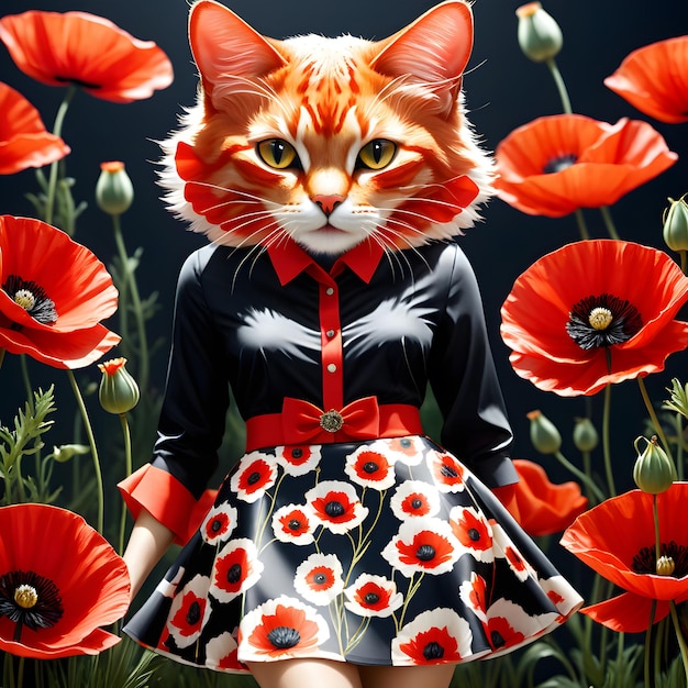 Conheça Grace, uma gata antropomórfica com um sentido único de estilo. Hoje ela está vestindo um sk deslumbrante.