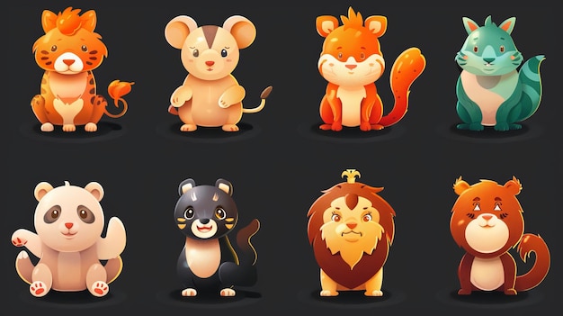 Conjunto de 12 iconos de animales animal del zodiaco chino
