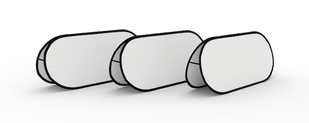 Conjunto de 3 pancartas emergentes en blanco blanco aisladas en un fondo blanco para ilustraciones