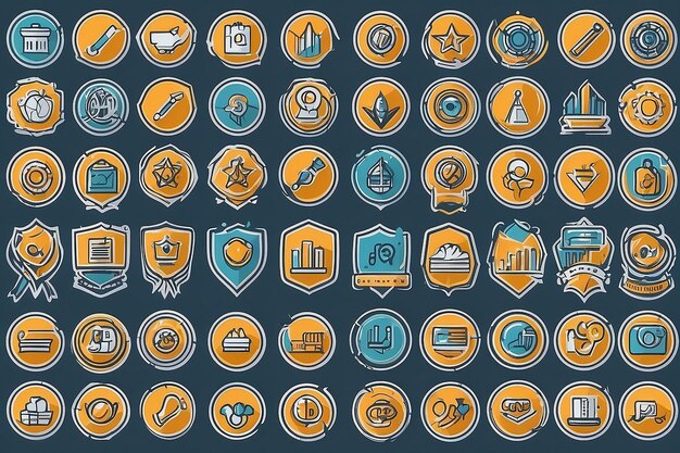 Conjunto de 30 iconos de contorno relacionados con el éxito de la insignia de calidad Colección de iconos lineales