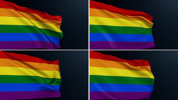 Conjunto de 4 símbolos de arco iris de derechos gay de bandera de orgullo lgbt