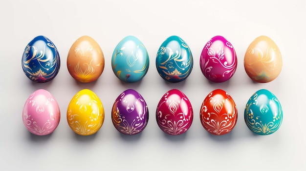 Conjunto de acuarelas multicolores florales huevos de Pascua y huevos con orejas y plumas multicolores sobre un fondo blanco La imagen se puede usar en tarjetas de felicitación carteles volantes pancartas logotipos