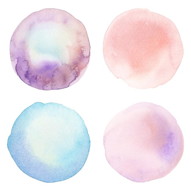 Conjunto de acuarelas redondas y coloridas png transparente