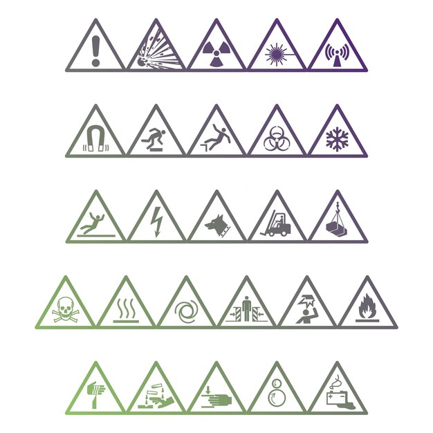 conjunto de advertencias elementos efecto gradiente foto conjunto vectorial jpg