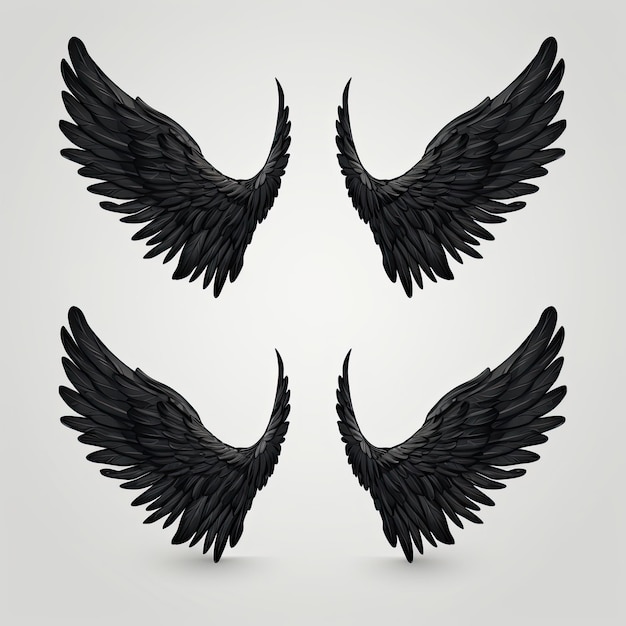 conjunto de alas negras sobre un fondo blanco