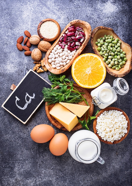 Conjunto de alimentos que es rico en calcio.