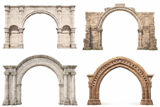 Foto conjunto de arcos aislados sobre fondo blanco