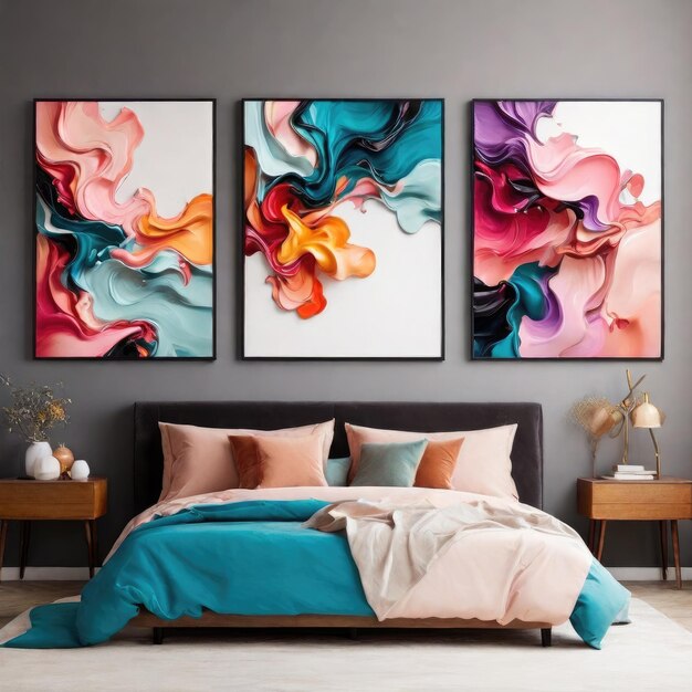 Foto conjunto de arte de pared abstracto moderno impresión de acuarelas minimalistas para sala de estar y dormitorio