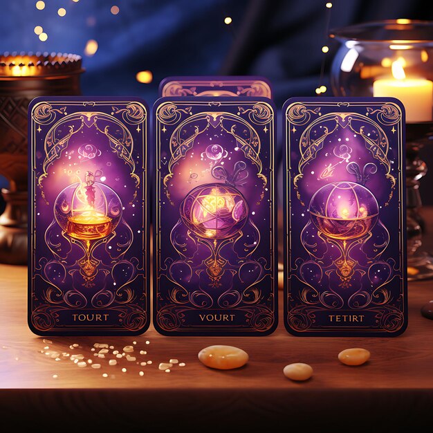 Foto un conjunto de artículos de la baraja de tarot diseño místico tarot tarot tarjetas herramienta de adivinación 2d diseño de artículos de activos planos