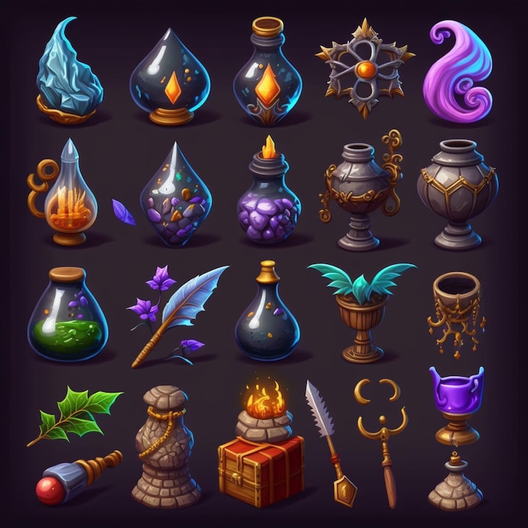 Foto un conjunto de artículos diferentes para un juego con diferentes colores generativo ai