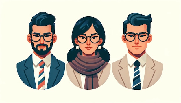 Conjunto de avatar empresarial con diseño plano minimalista generado por IA