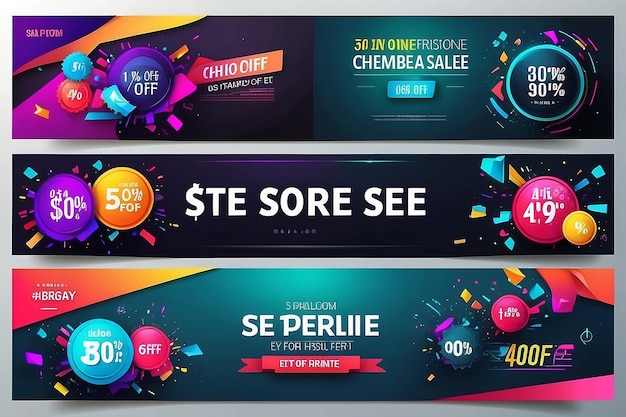 Foto conjunto de banners de venta en la web