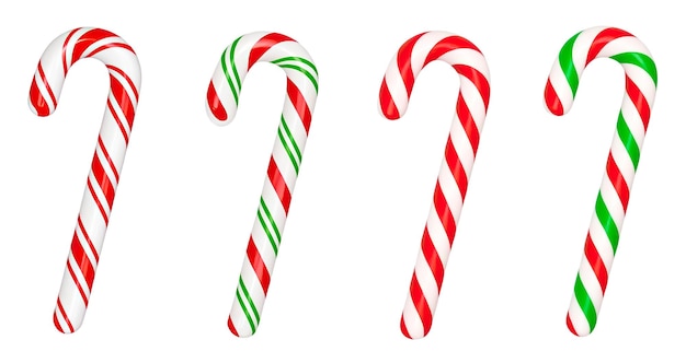 Conjunto de bastones de caramelo de Navidad aislados sobre un fondo blanco AI Generative