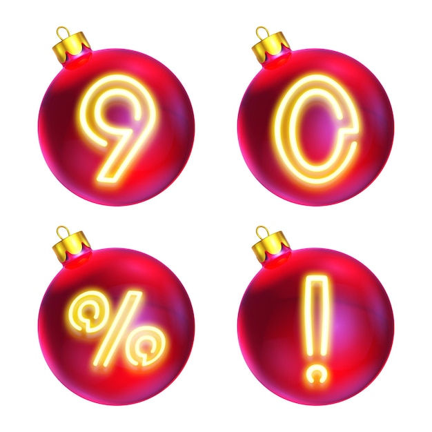 Foto conjunto de bolas de navidad con números renderizado en 3d