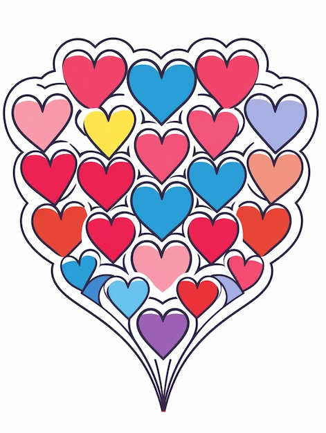 conjunto bonito de corações coloridos desenho de impressão vetorial