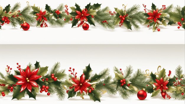 Foto conjunto de bordes sin costuras del vector de navidad aislado