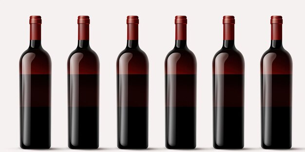 Foto conjunto de botella de vino tinto aislado sobre fondo blanco