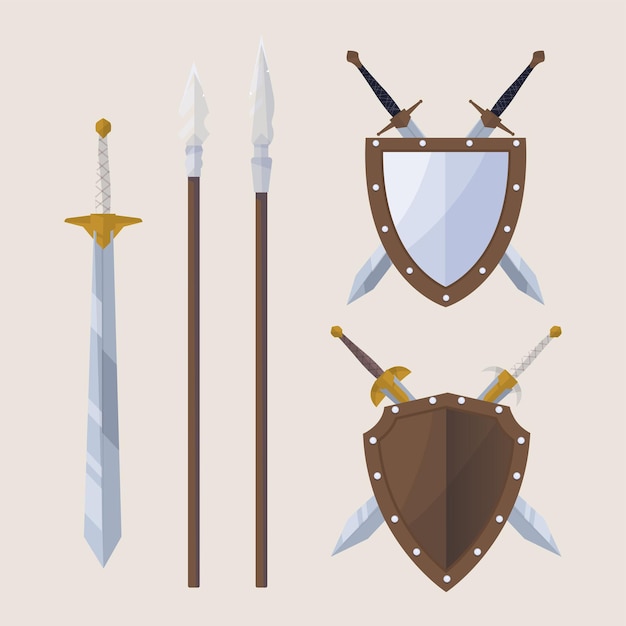 un conjunto de caballeros y armaduras con diferentes diseños