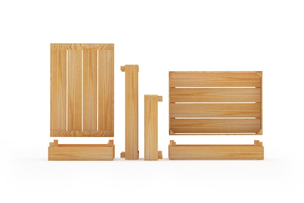 Conjunto de cajas o paletas de madera vacías