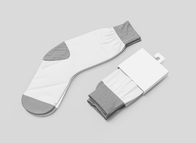 Conjunto de calcetines blancos y grises Mockup Paquete aislado Calcetines renderizado 3d