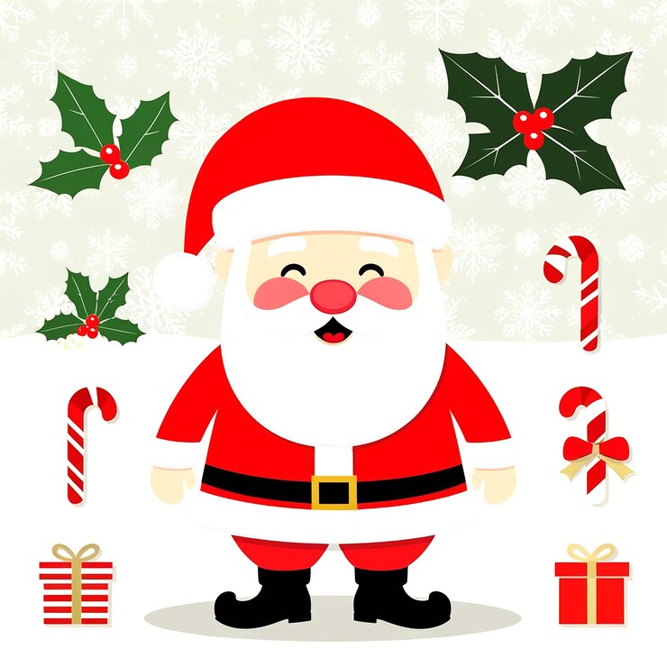 Conjunto de caracteres de santa claus de diseño plano