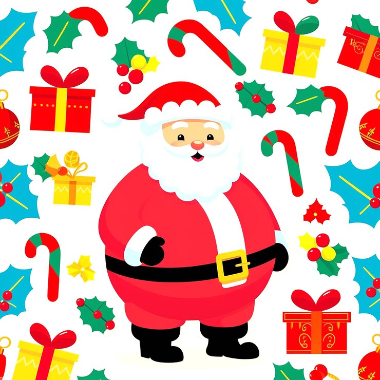 Conjunto de caracteres de santa claus de diseño plano
