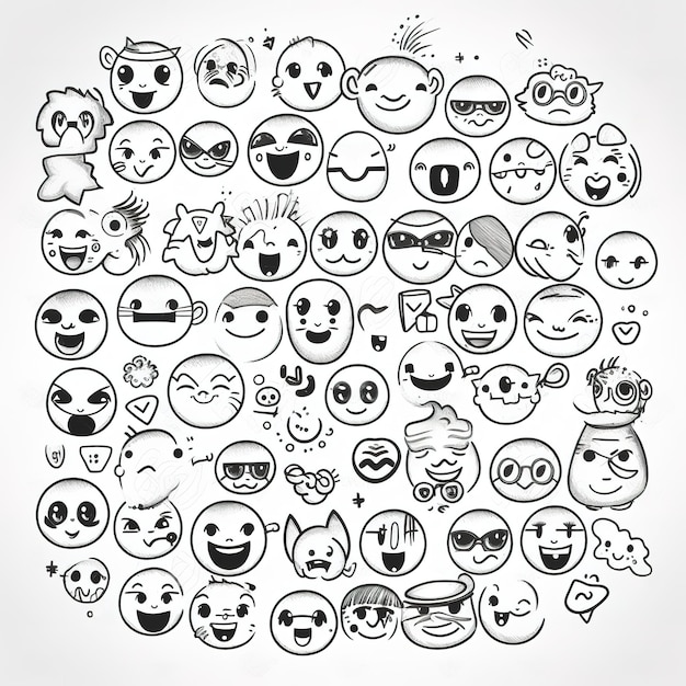 Foto un conjunto de caras emoji