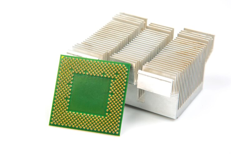 Foto conjunto de chips y disipador de calor para componentes electrónicos de la industria informática de tecnología informática