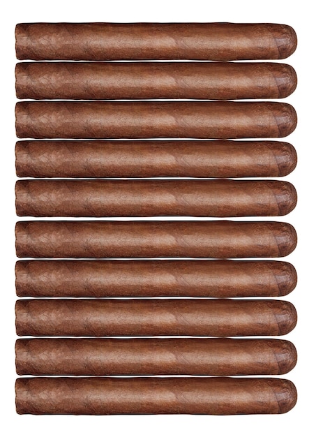 conjunto de cigarros largo aislado sobre fondo blanco