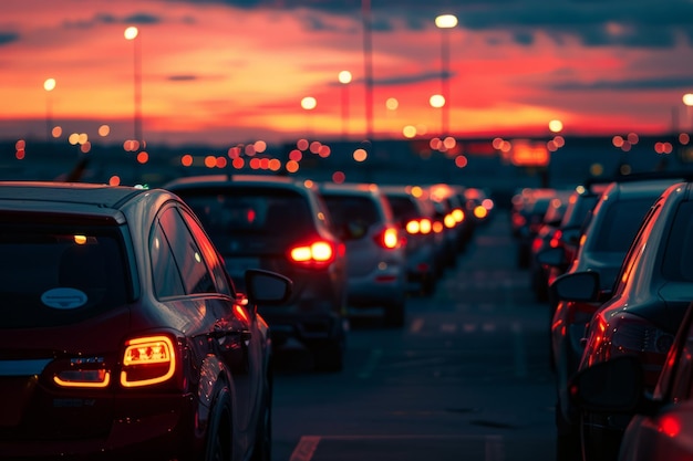 Conjunto de coches estacionados en una calle urbana