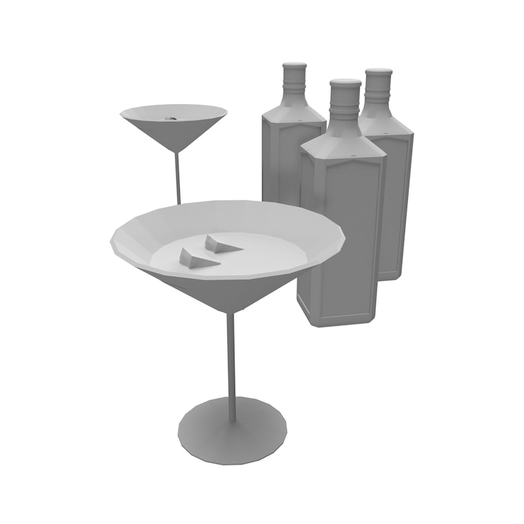 Foto conjunto de cócteles de renderizado 3d en fondo blanco