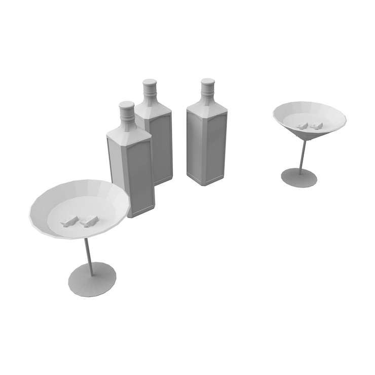 Foto conjunto de cócteles de renderizado 3d en fondo blanco