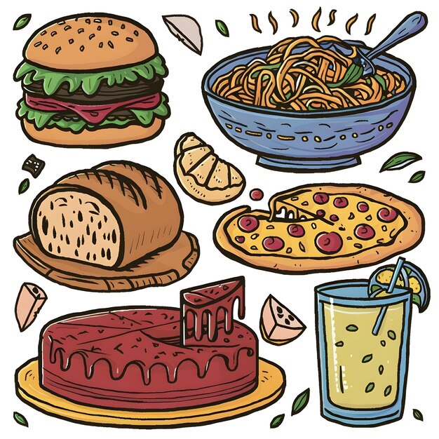 conjunto de colección de alimentos estilo clip art