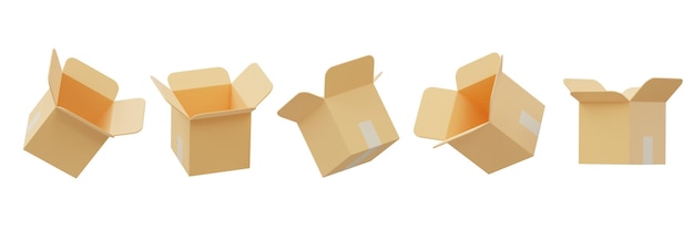 Conjunto de colección de paquetes de caja de fondo aislado renderización 3D sin AI generada
