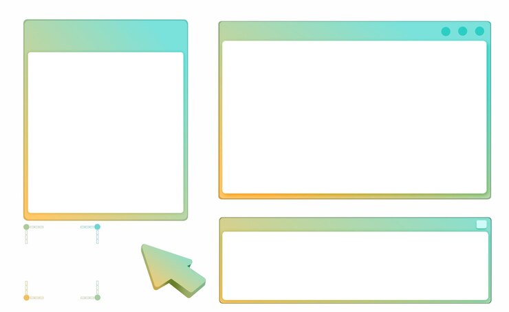 Foto conjunto de colecciones de interfaz de usuario de ventanas de computadoras flotantes de colores