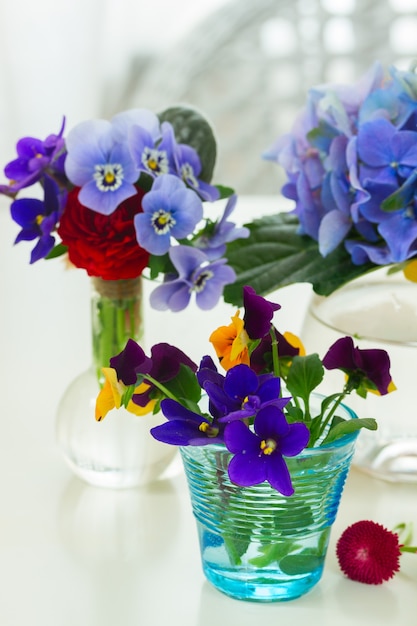 Conjunto de coloridas flores recién cortadas