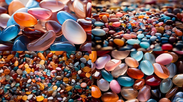 Conjunto de coloridas piedras de vidrio abstractas piedras de agua de vidrio translúcido de color pastel superpuestas