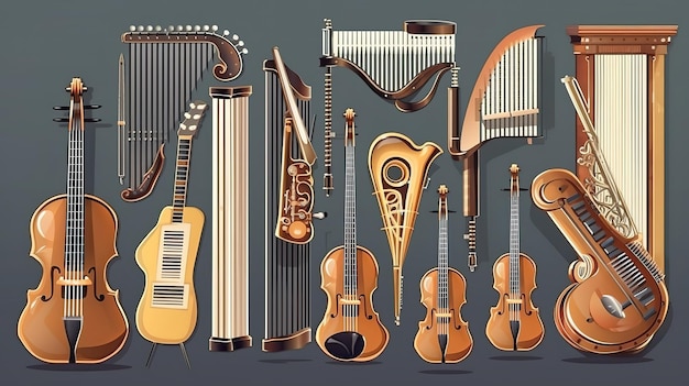 Conjunto com instrumentos musicais Generative Ai