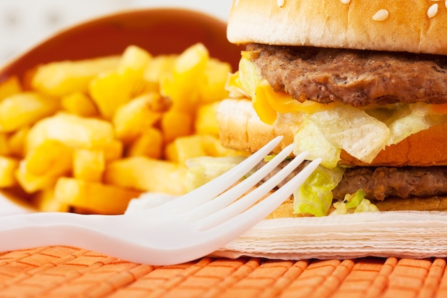 Foto conjunto de comida rápida