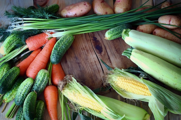 Conjunto de concepto de comida sana de verduras