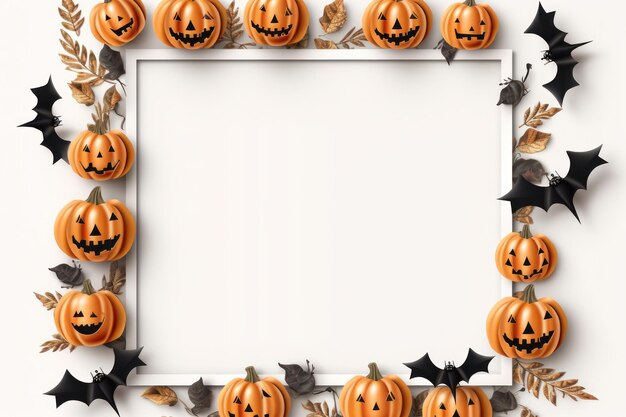Conjunto de abóboras variadas em um fundo branco O principal símbolo de um feliz feriado de Halloween Puma laranja