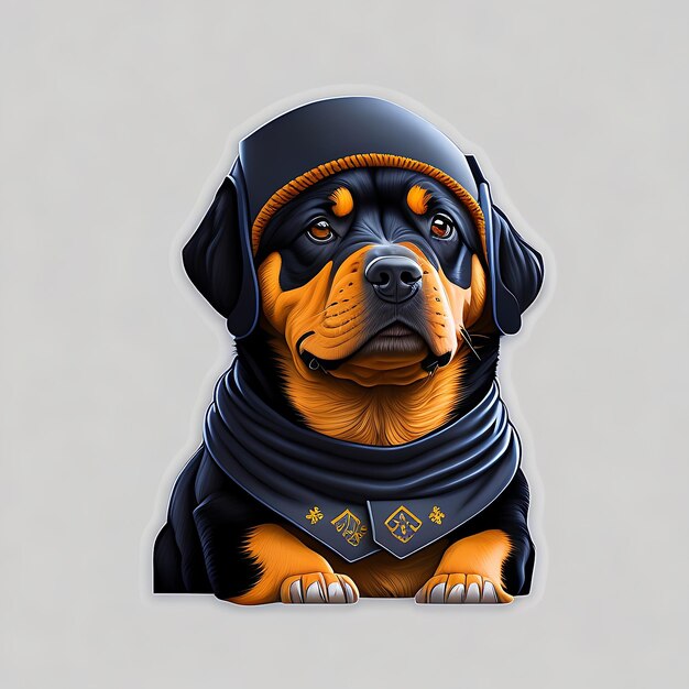 Conjunto de adesivos de diferentes cães de desenho animado bonito Rottweiler estilo Vermeer octano render