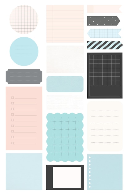 Conjunto de adesivos png de papel de lembrete para caderno