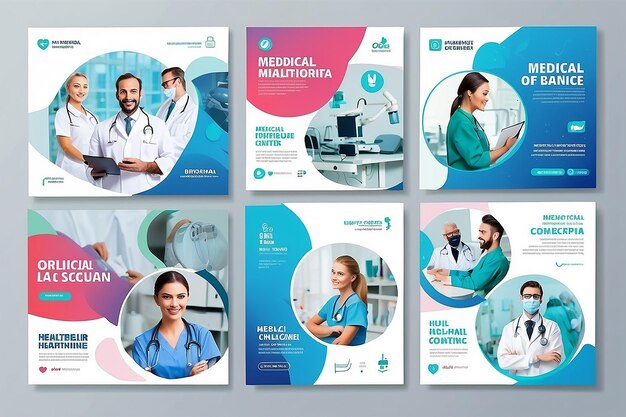 Foto conjunto de anúncios de banner da web de modelos de postagem de mídia social de centros de saúde médica